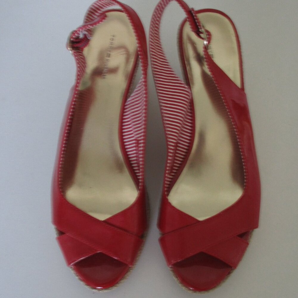 Tommy Hilfiger Chevella Womens Red Jute Slingback 2" Open-toe Wedge NWOB-Size 9M - Picture 6 of 9